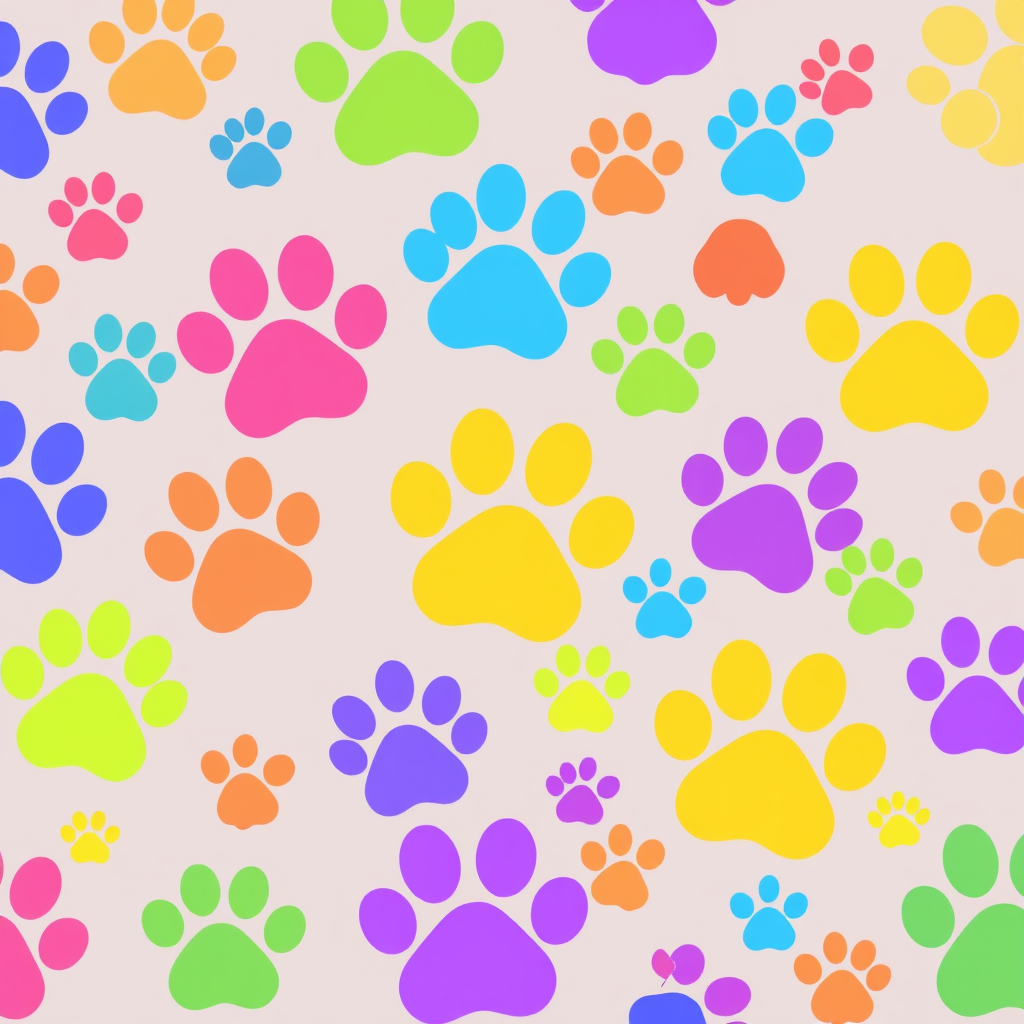 Colorful Paw Prints on a Transparent Background