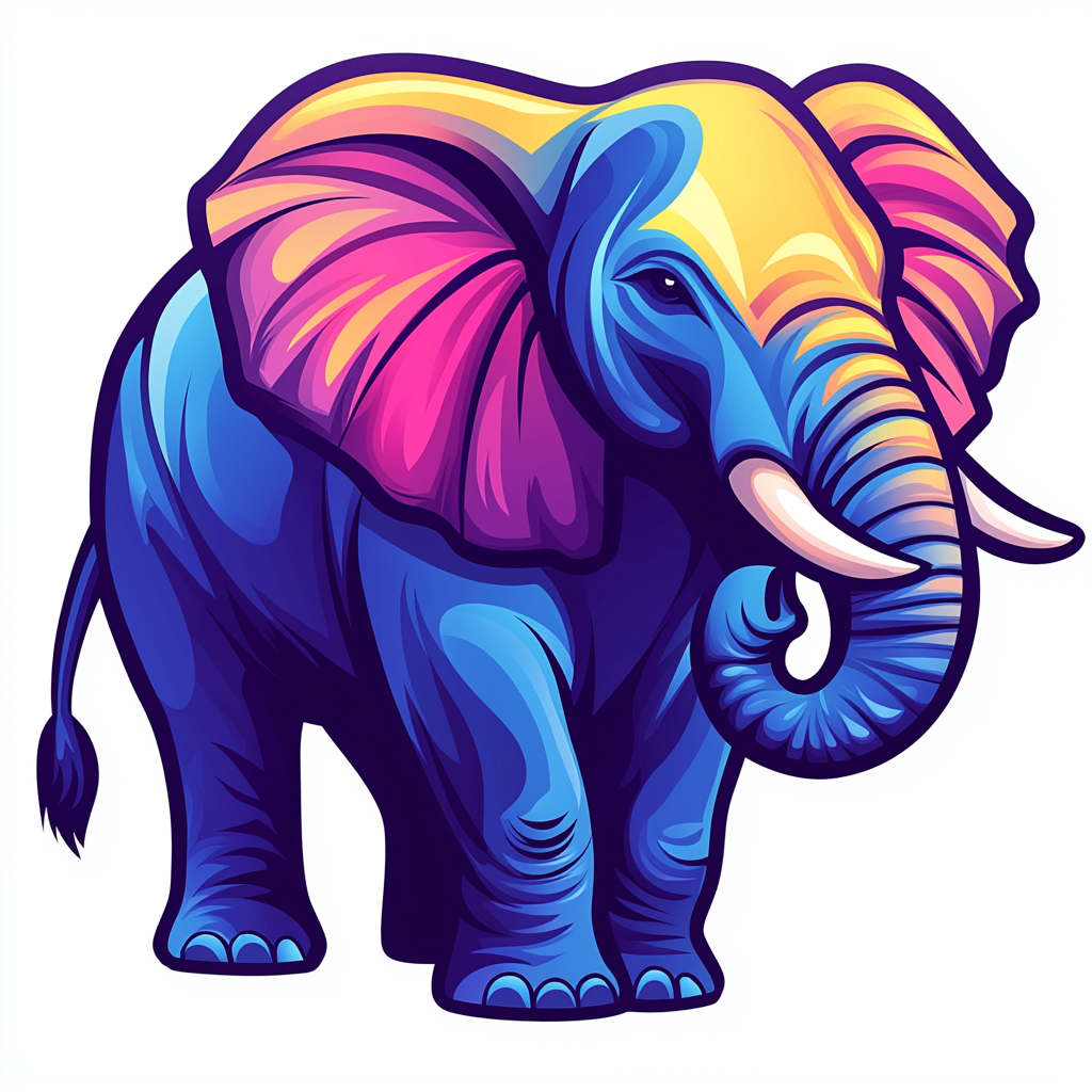 Colorful elephant logo on white background