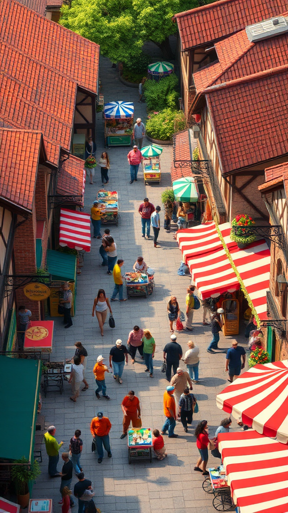 Colorful medieval village carnival in Pixar 3D style.