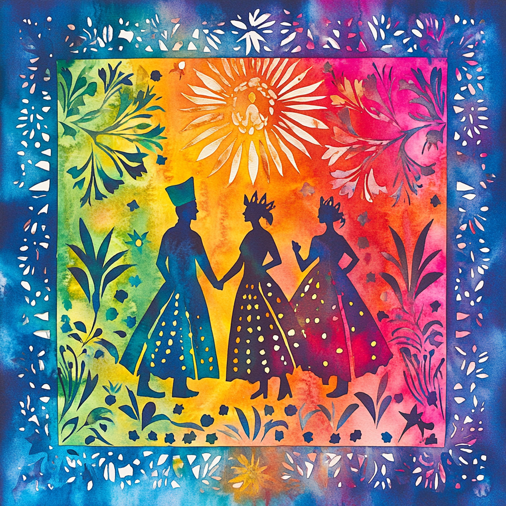 Colorful watercolor decoration for Three Kings celebration.