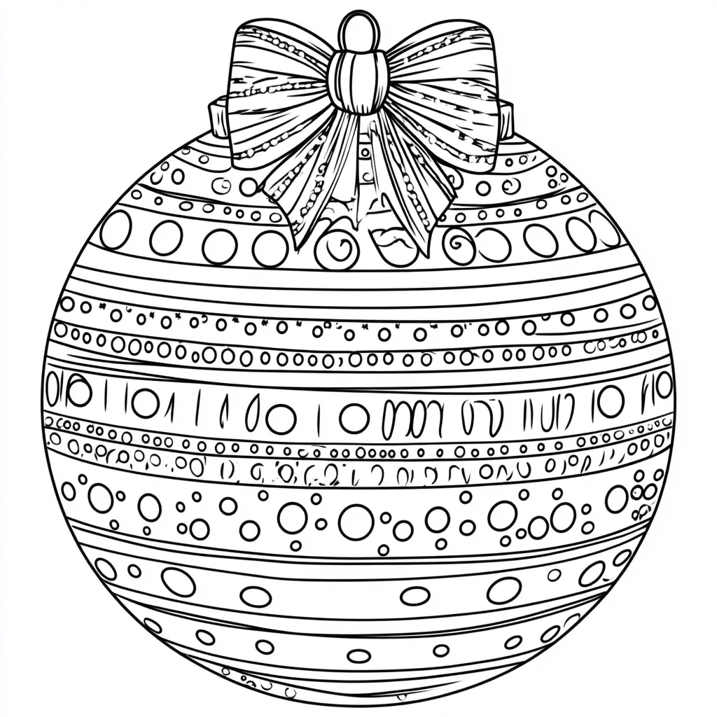 Coloring page of Christmas ball with patterns