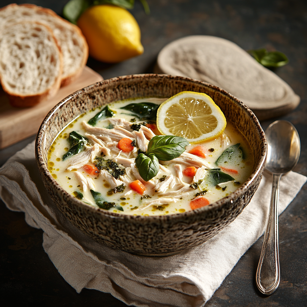 Comforting Greek Lemon Chicken Soup with Fresh Lemon