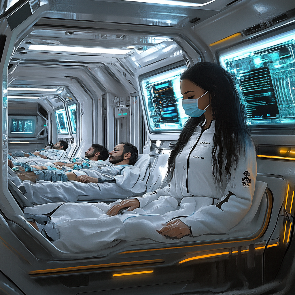 Compassionate Doctor in Futuristic Medical Bay