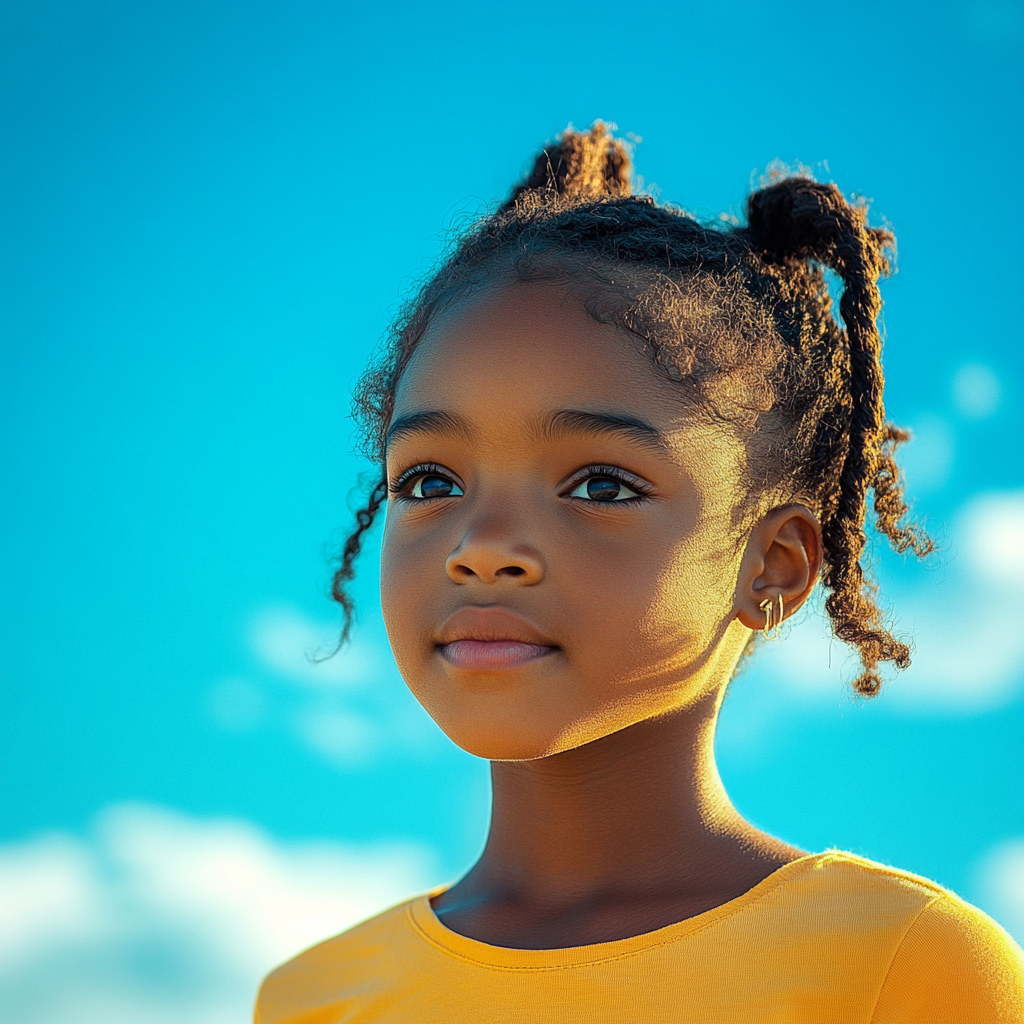 Confident Young Black Child in Joyful Surreal Scene