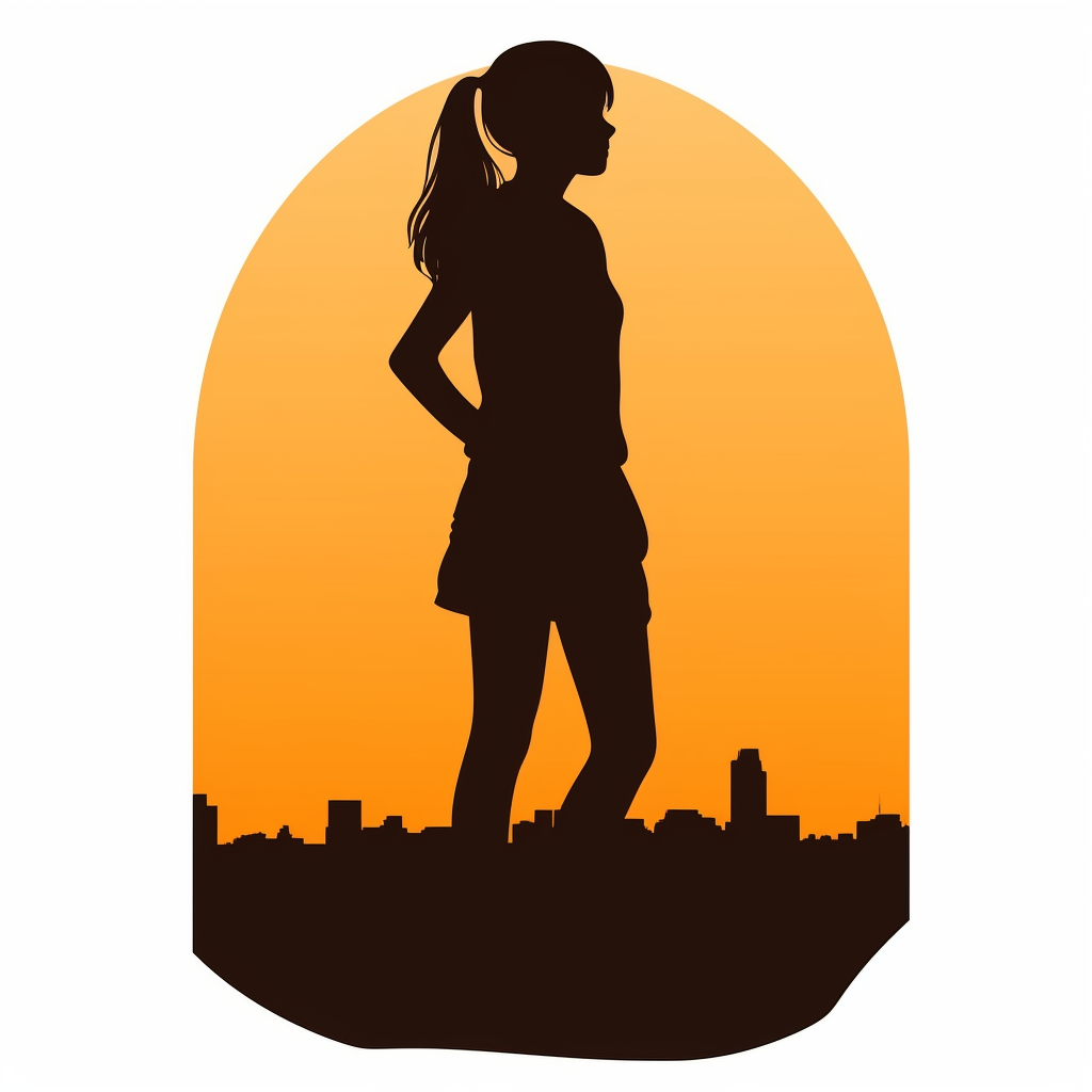 Confident young girl silhouette looking towards horizon