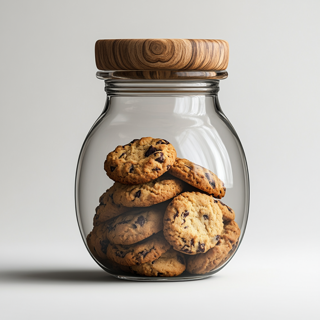 Cookies in a jar on white background