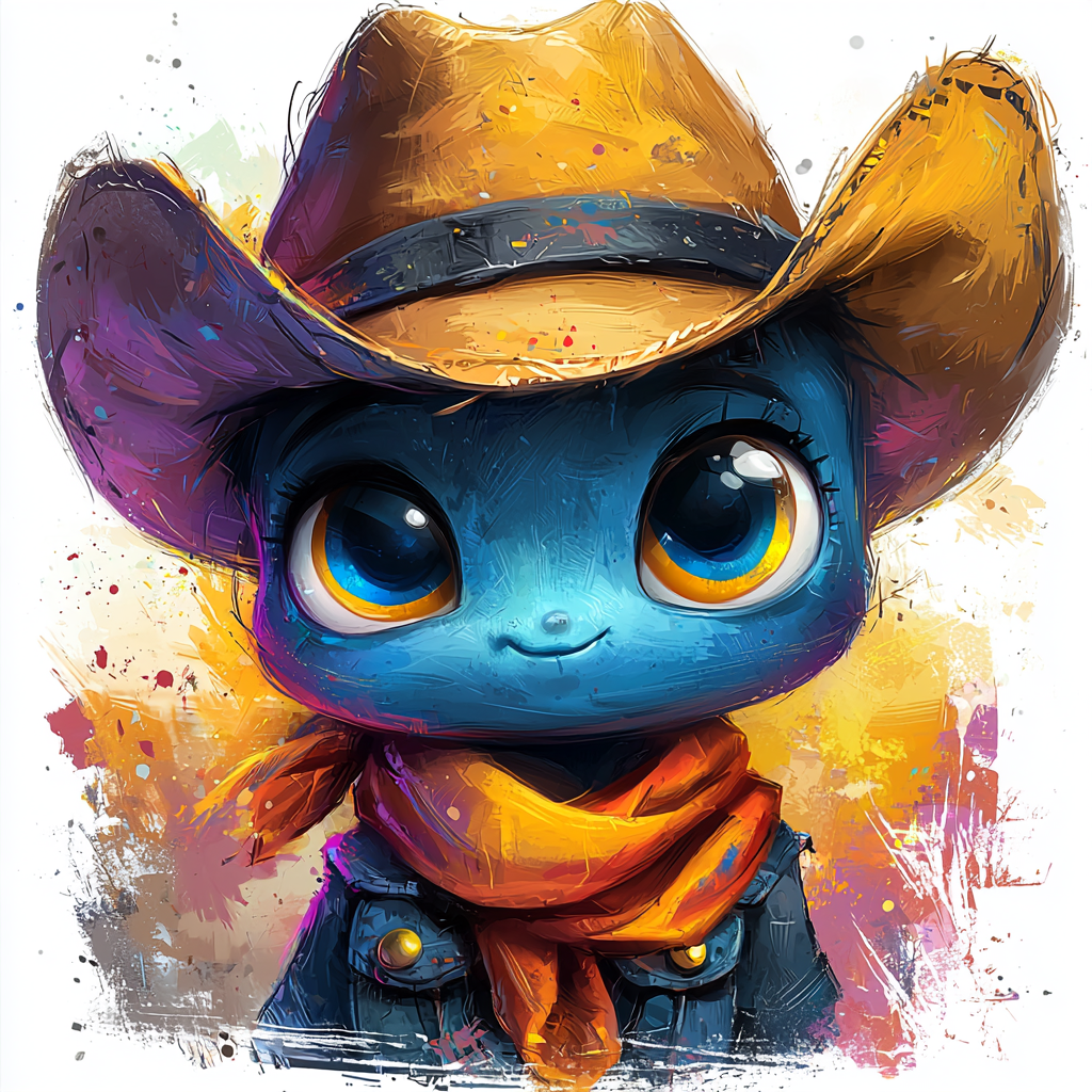 Cowboy cartoon character with playful and vibrant style