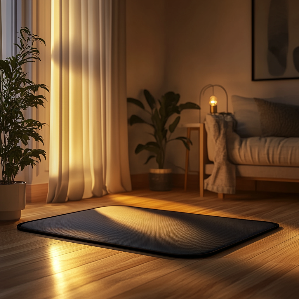 Cozy electric mat in modern living room