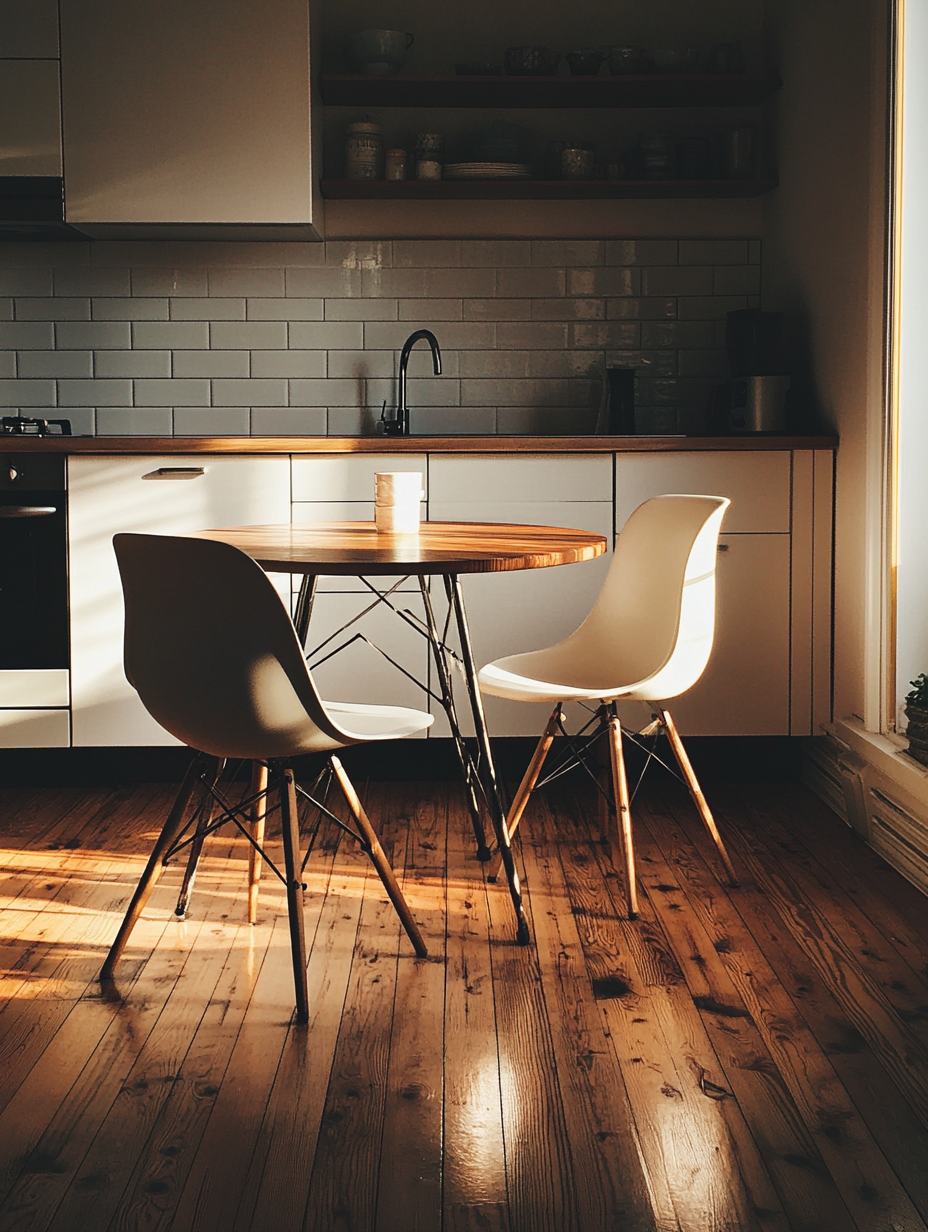 Cozy kitchen with table, chairs and modern decor