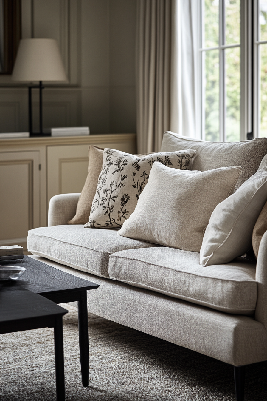 Cozy living room with corner sofa and pillows