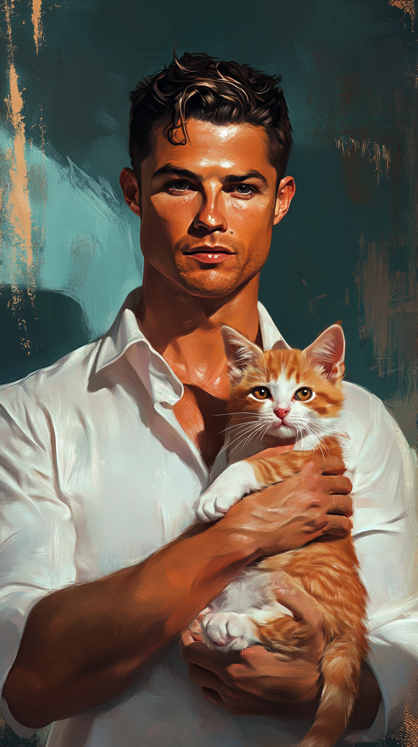 Cristiano Ronaldo Cares for Orange Kitten in Madrid