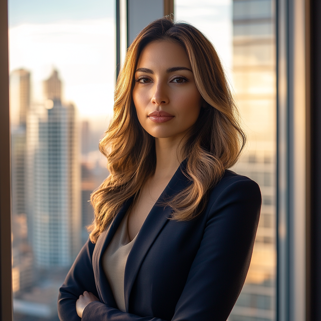 Cuban Businesswoman Standing by Window in Office