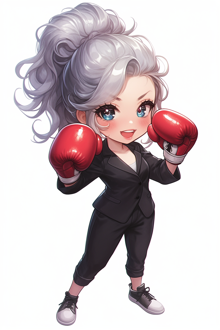 Cute Girl in Boxing Gloves, Fashion Show Style