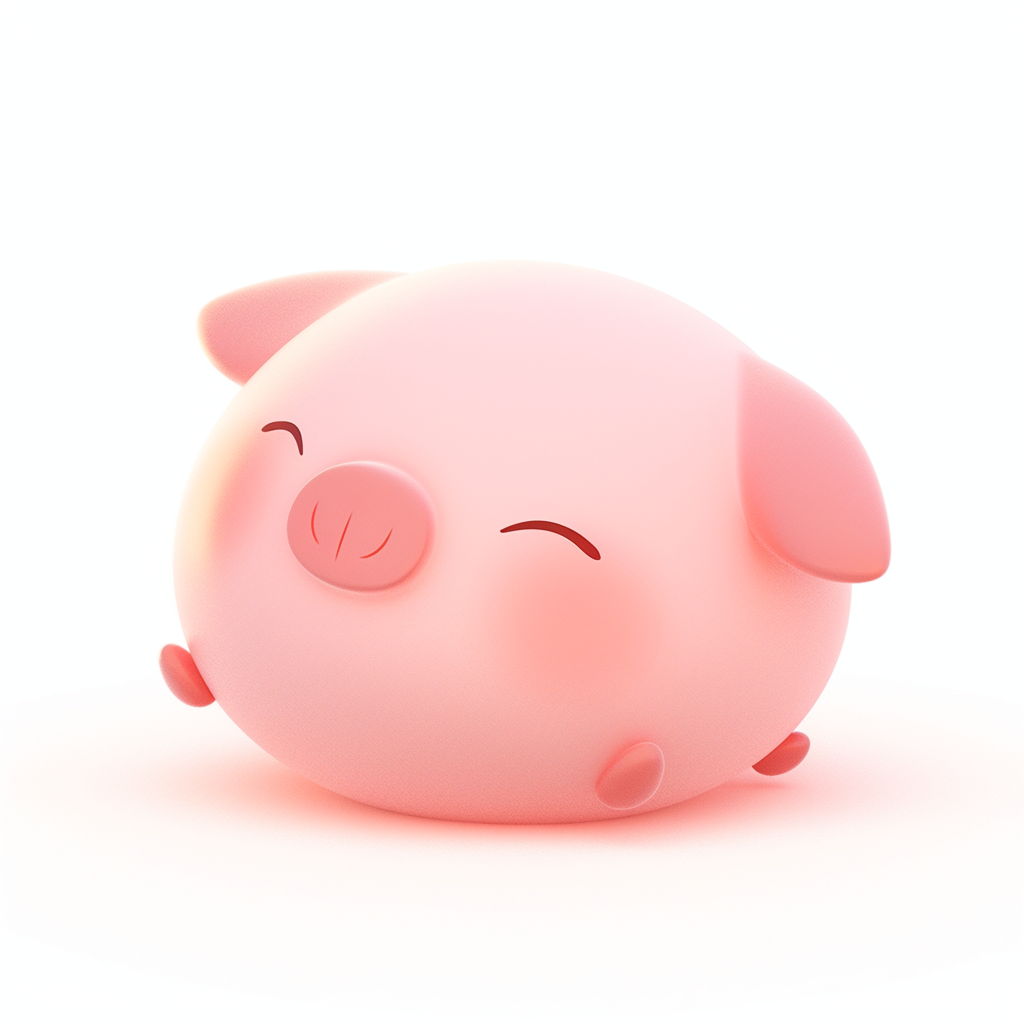 Cute Miniature Ham Icon in 3D, White Background