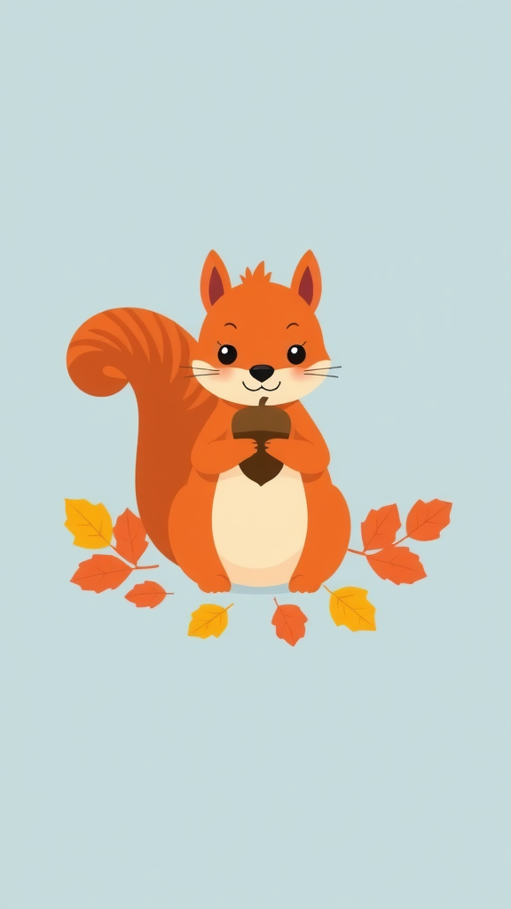 Cute Red Squirrel with Acorn Illustration