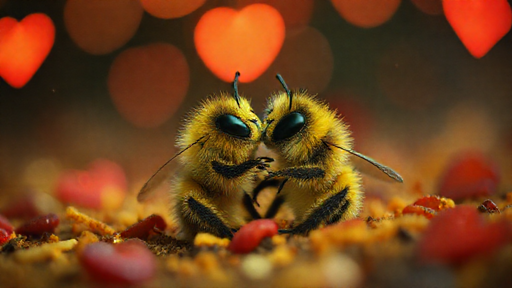 Cute baby bees cuddle in nacho land.