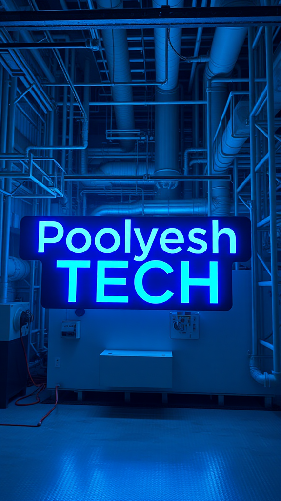 Cyan 'Pooyesh' and blue 'Tech' in factory setting.