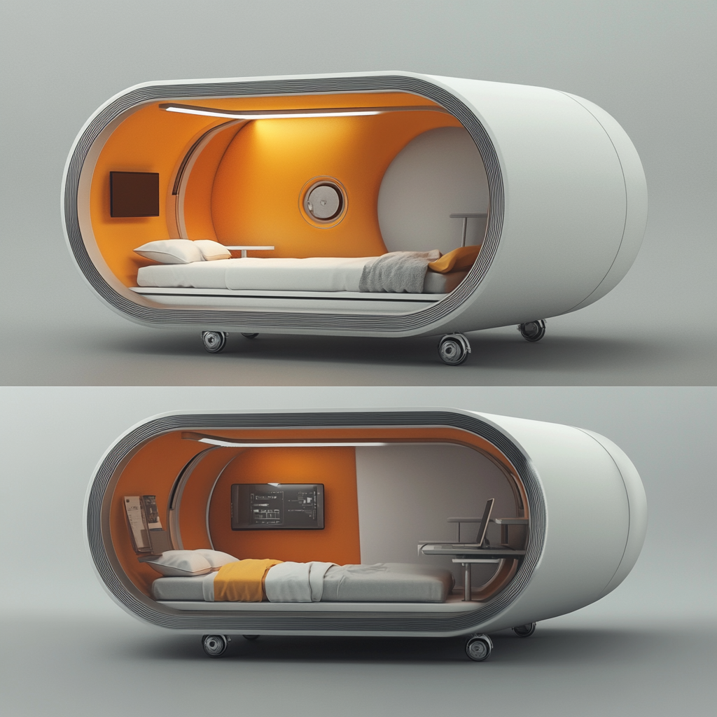 Cylindrical Living Module: Compact, Sleek, and Functional