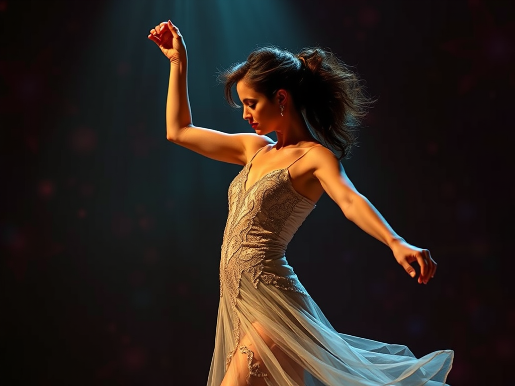 Dancing girl with upper body on album cover