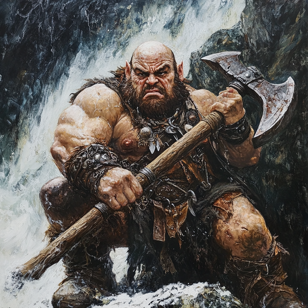 Danny DeVito as Mountain Dwarf Barbarian smashes orc