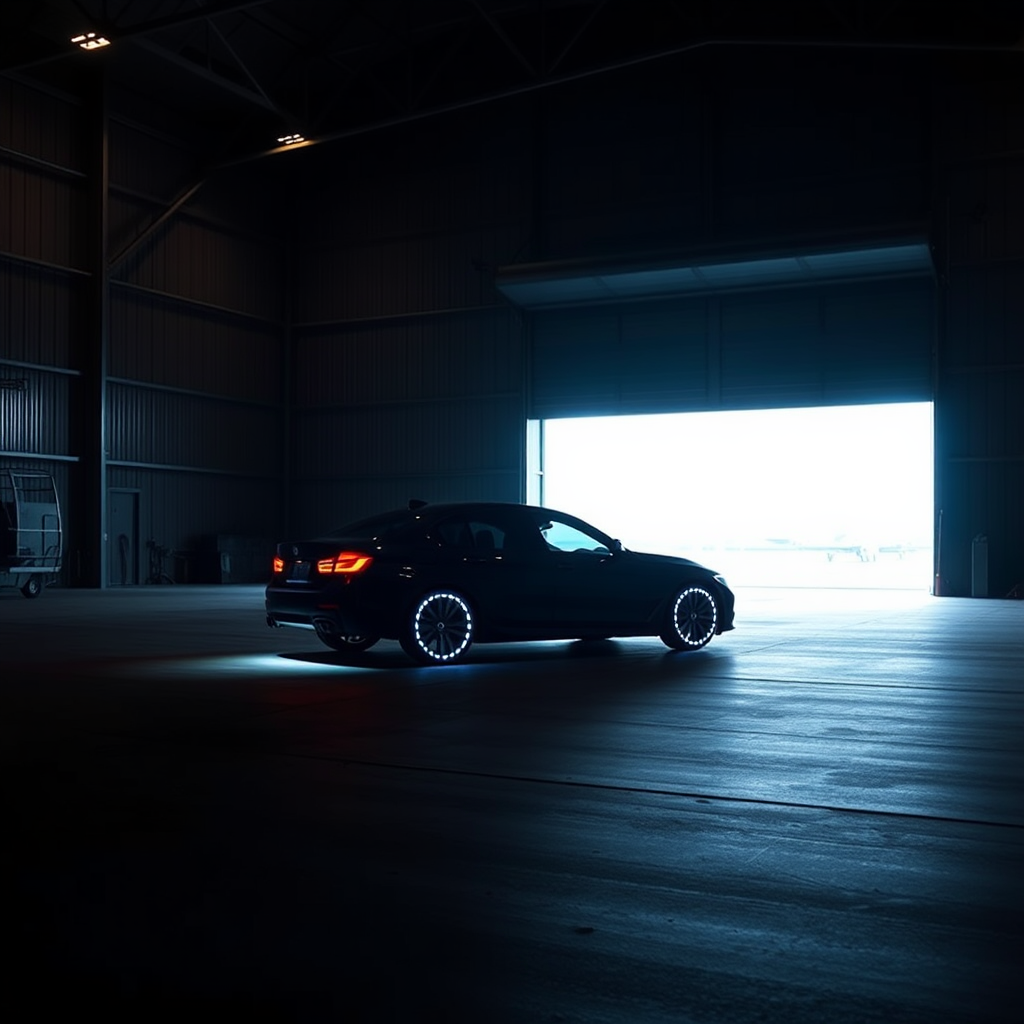 Dark Air Hangar Silhouette Car LED Tires