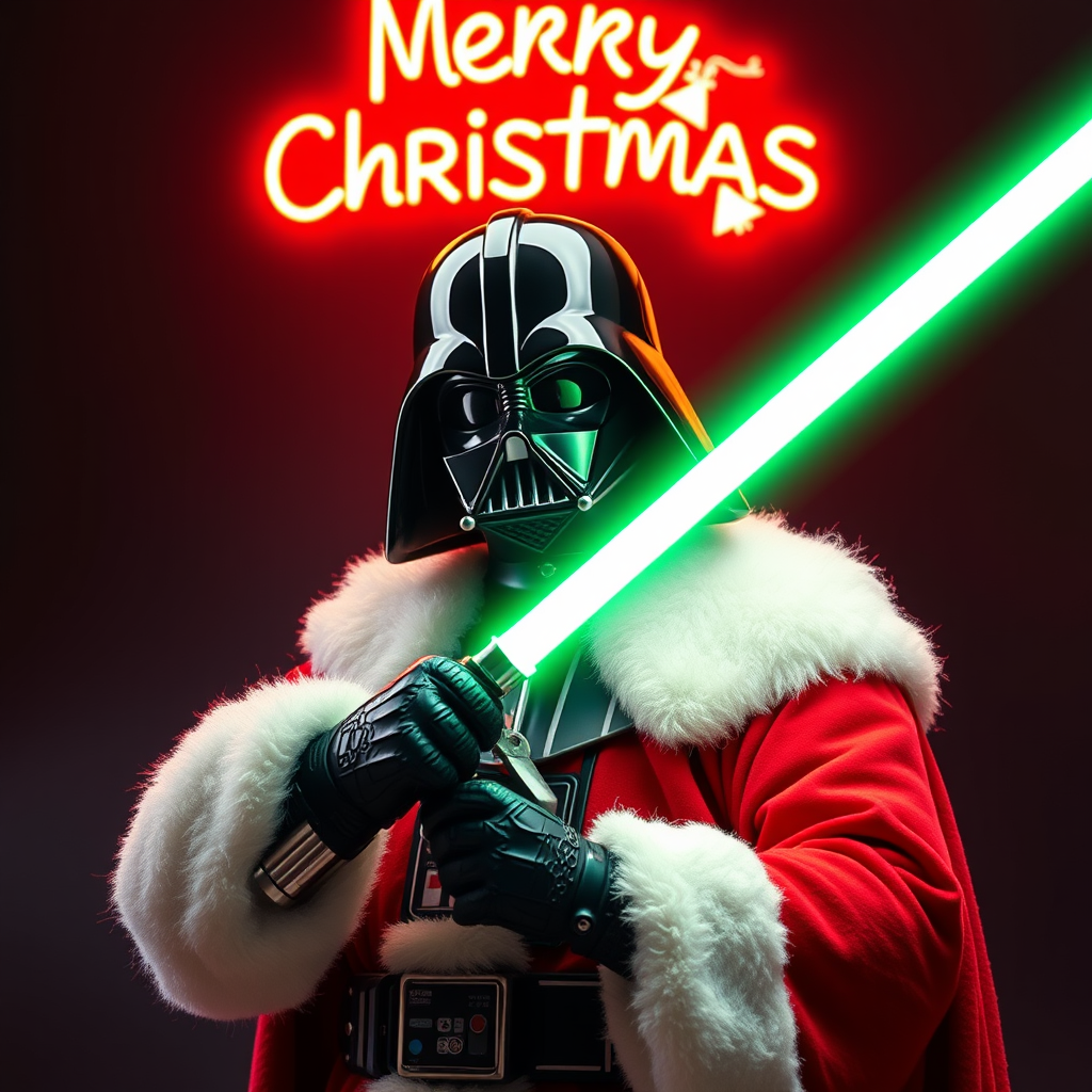 Darth Vader as Santa with Candy Cane Lightsaber