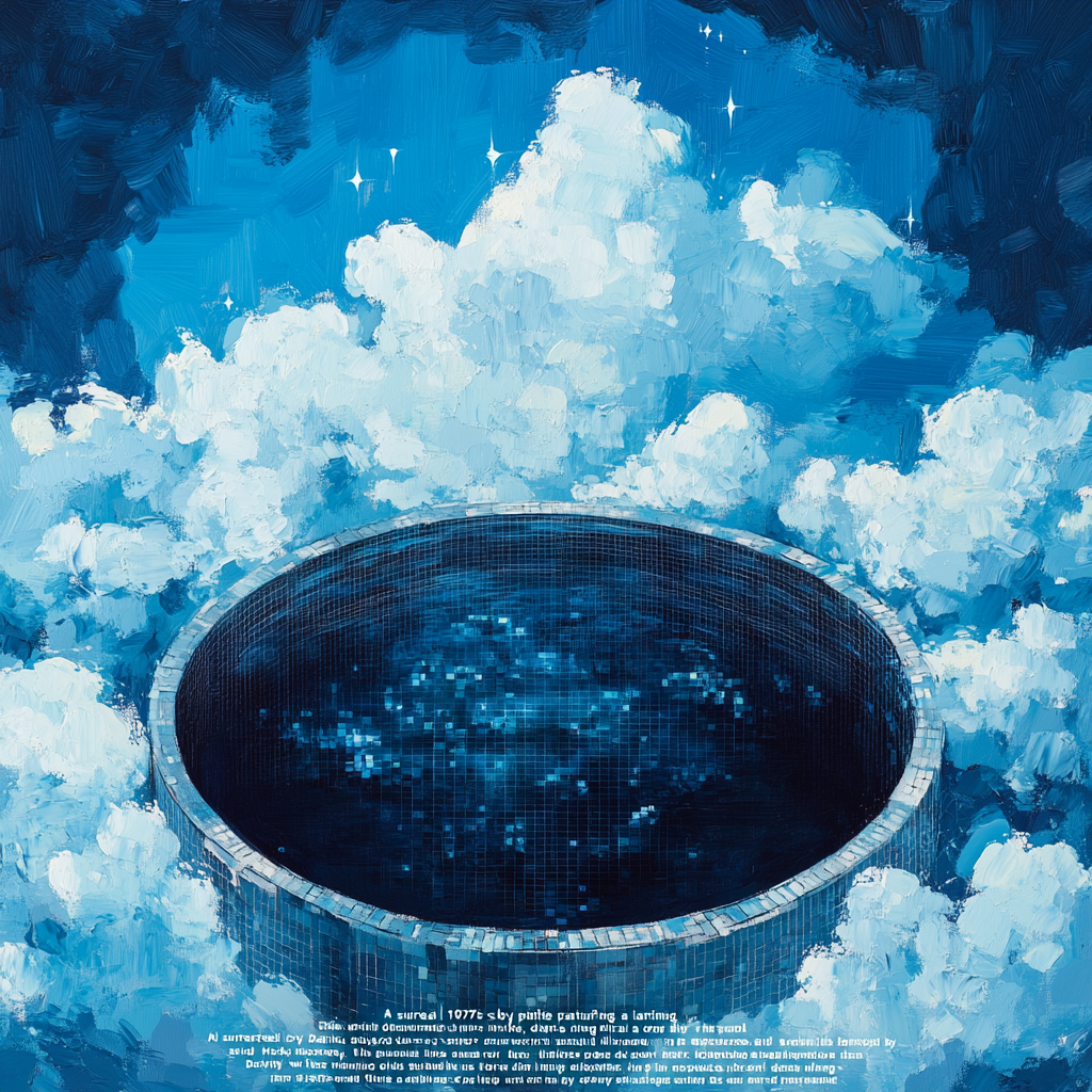 David Hockney-inspired Surreal Sky Pool Painting