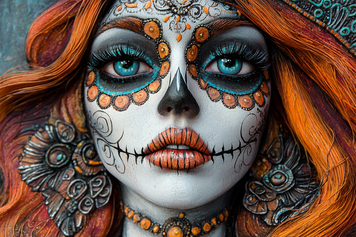 Day of the Dead Catrina Portrait with Necklace