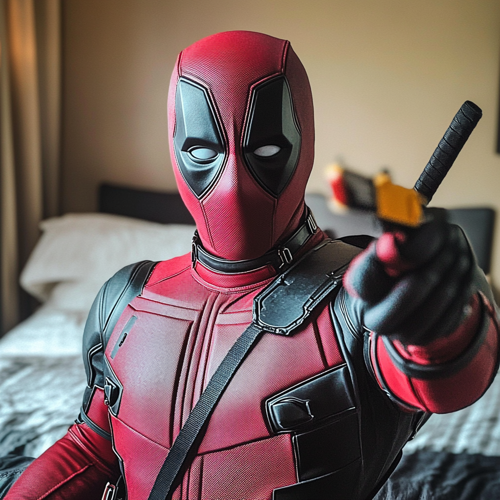 Deadpool apontando arma em papel de parede