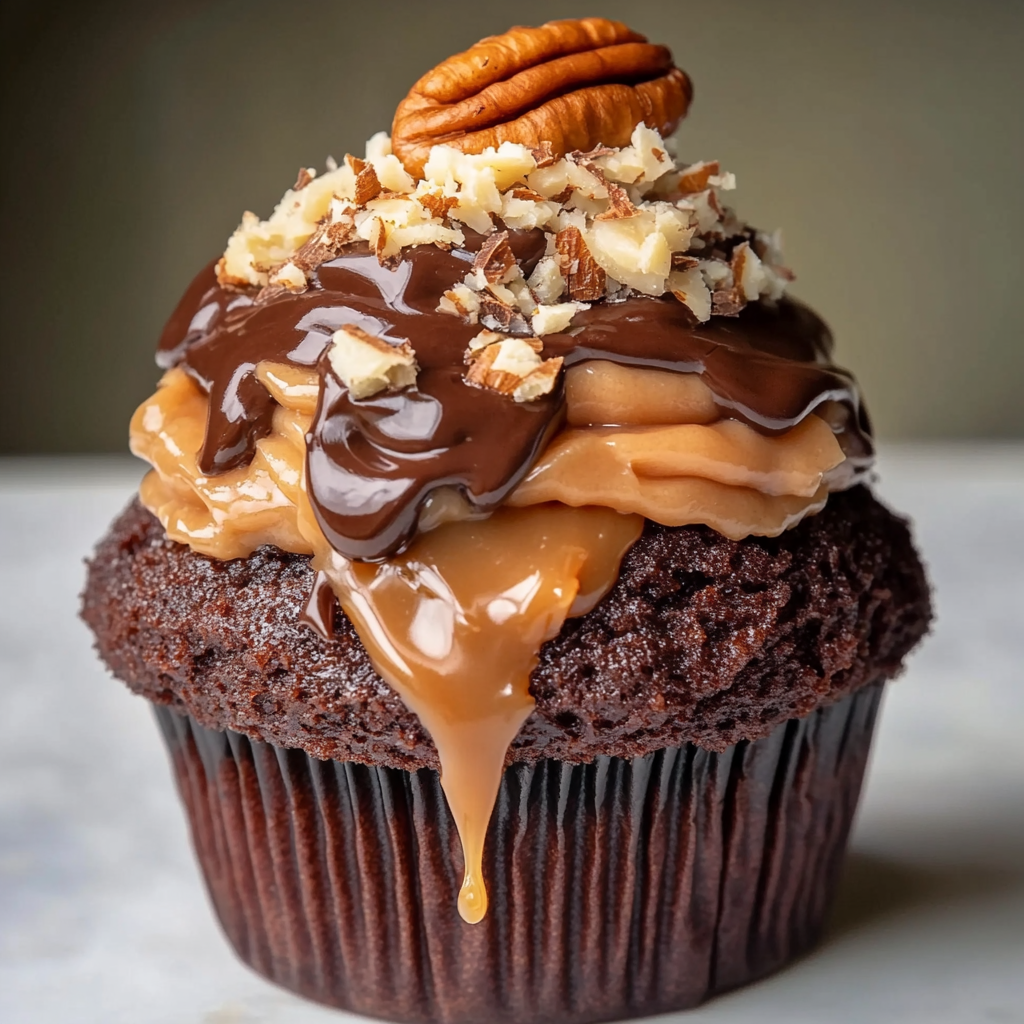 Decadent German Chocolate Cupcake with Rich Layers