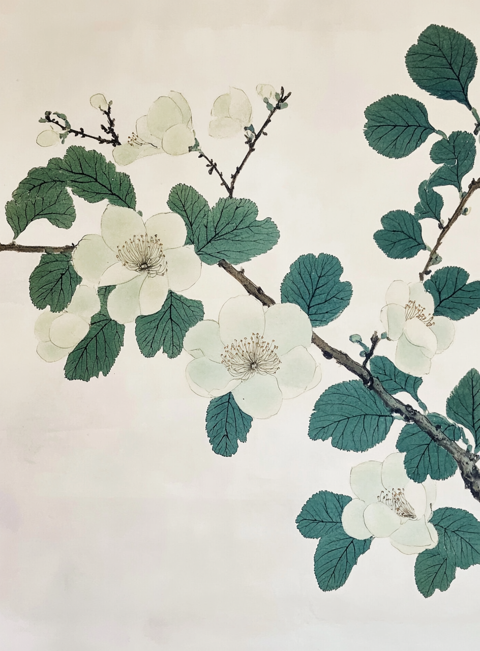 Delicate plum flower painting in traditional Chinese style