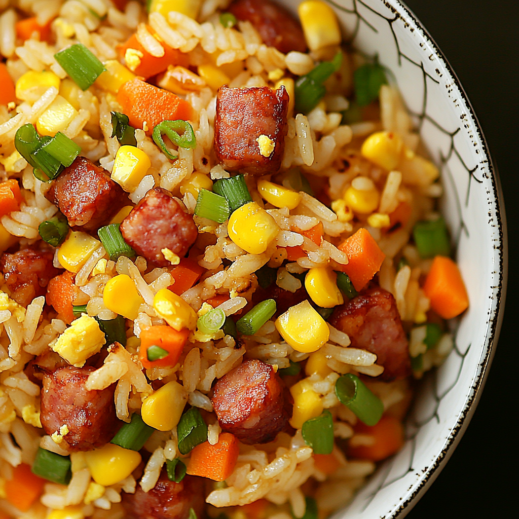 Delicious Fried Rice with Colorful Fluffy Ingredients