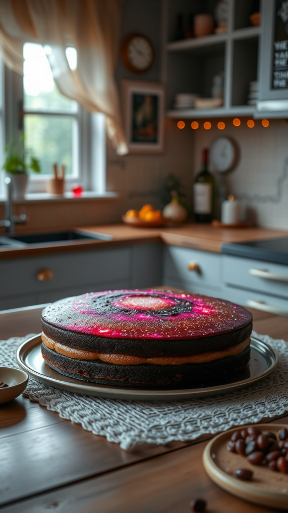 Delicious Galaxy Cake in Cinematic Lighting