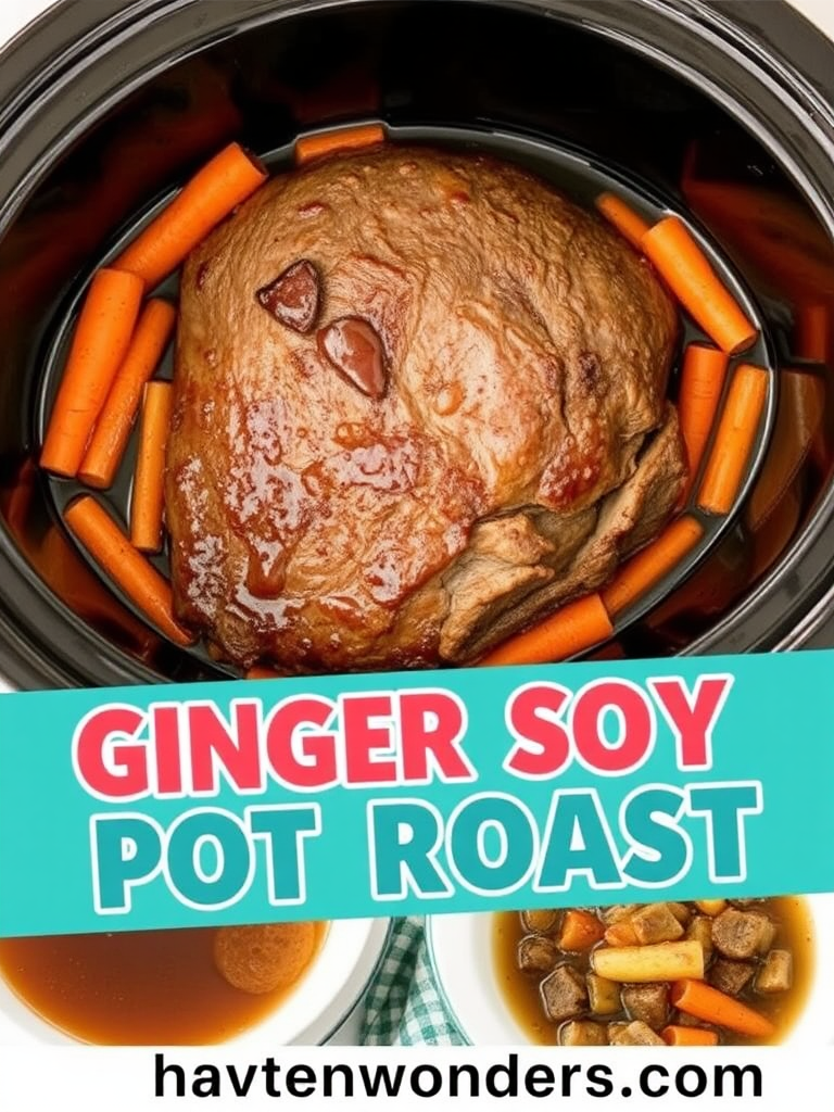 Delicious Ginger Soy Pot Roast Cooking Collage.