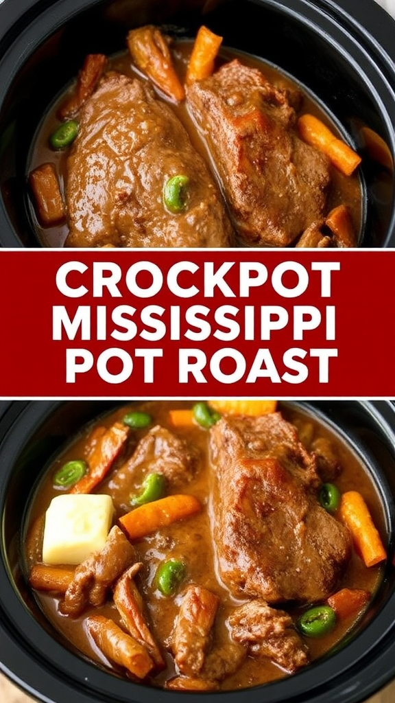 Delicious Mississippi Pot Roast Collage with Ingredients