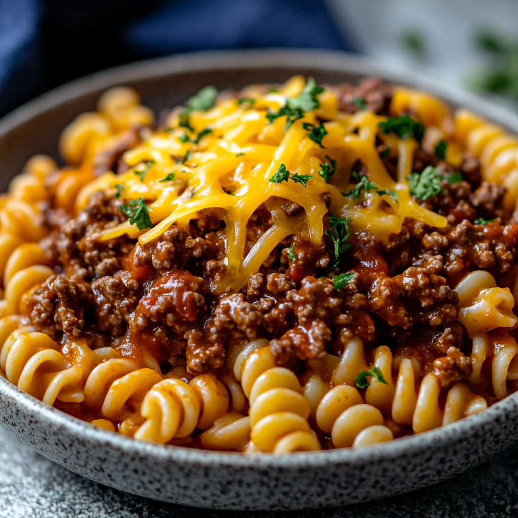 Delicious Rotini Pasta with Savory Beef Sauce