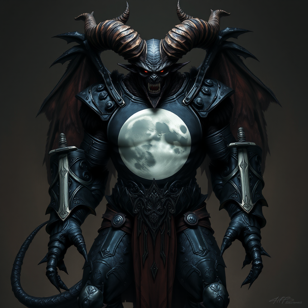 Demon with Moon image, Horns, Black Talons