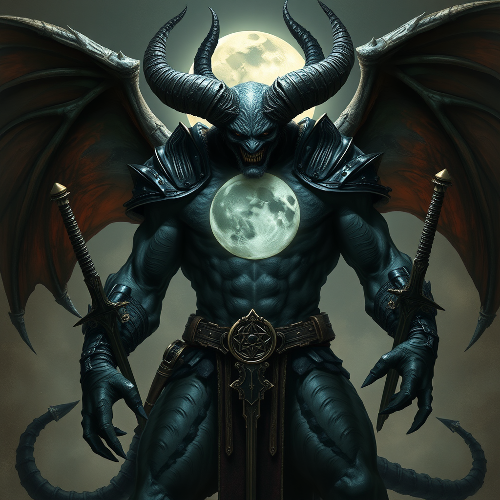 Demons with Moon Image Armor and Swords