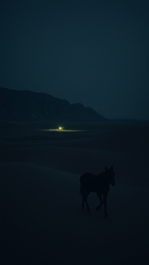 Desolate night desert devoid of any life.