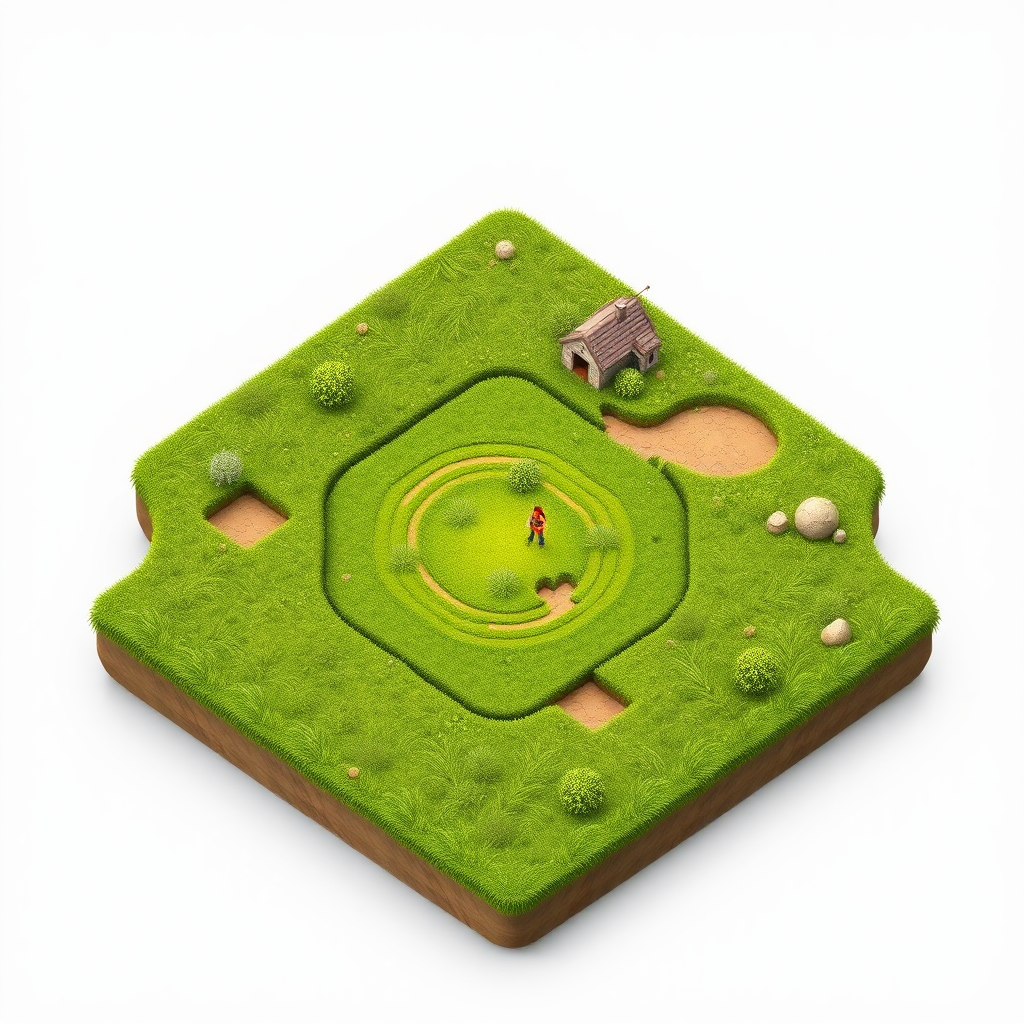 Detailed Grass Tiles for Isometric Video Game Plains.