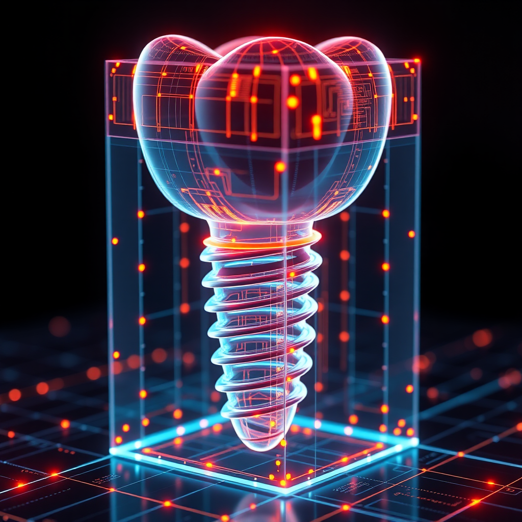 Digital Dental Implant with Orange Lights 3D Model