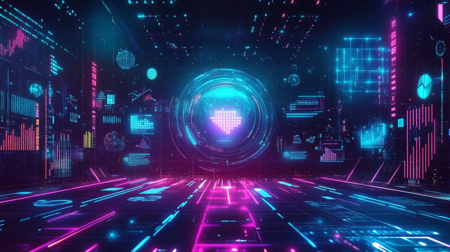 Digital Marketing Innovation: A Futuristic Neon Gridscape