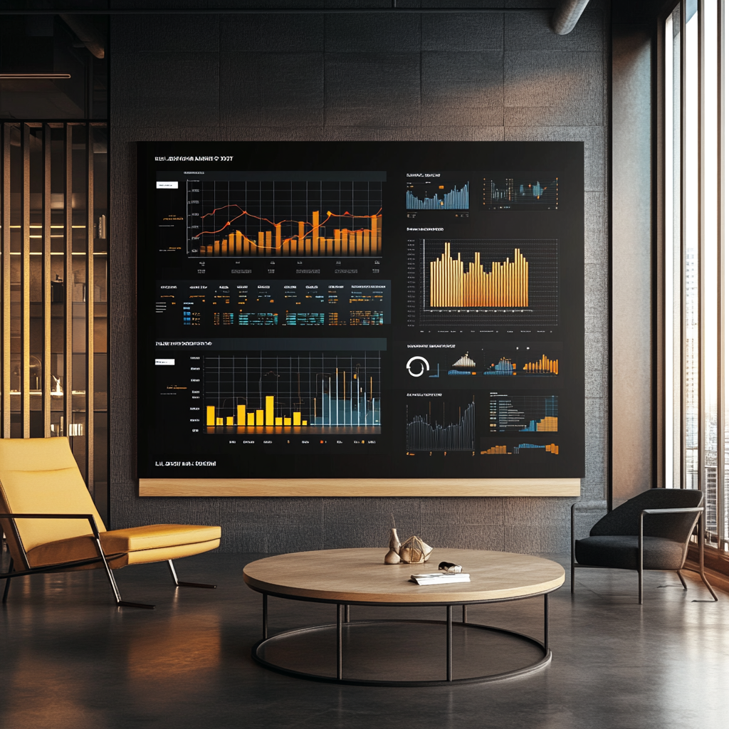 Digital art of business professional analyzing revenue growth