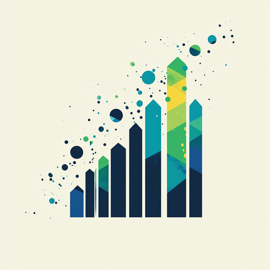 Digital art showing sales and revenue growth graph