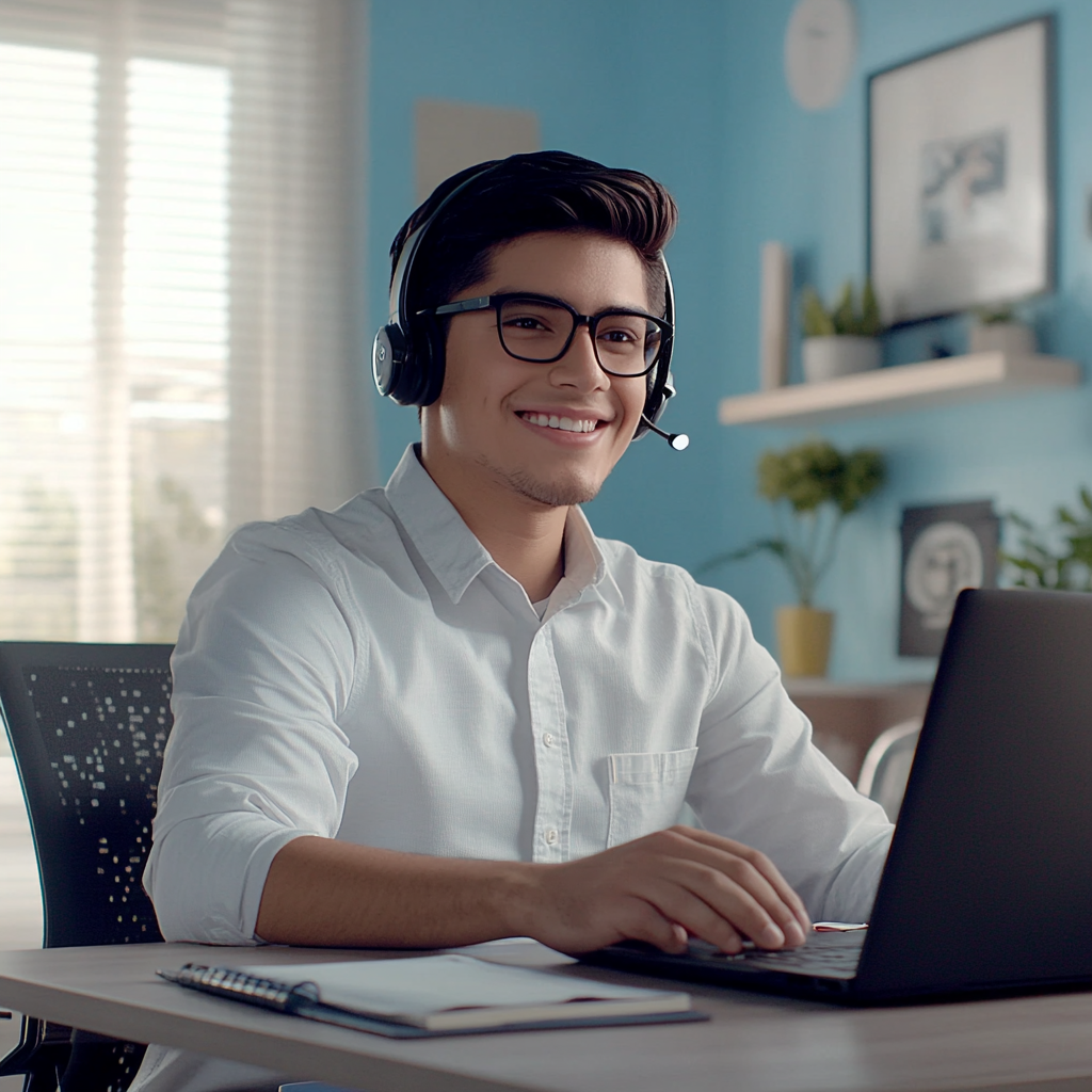 Diligent Latino Customer Service Rep Working from Home