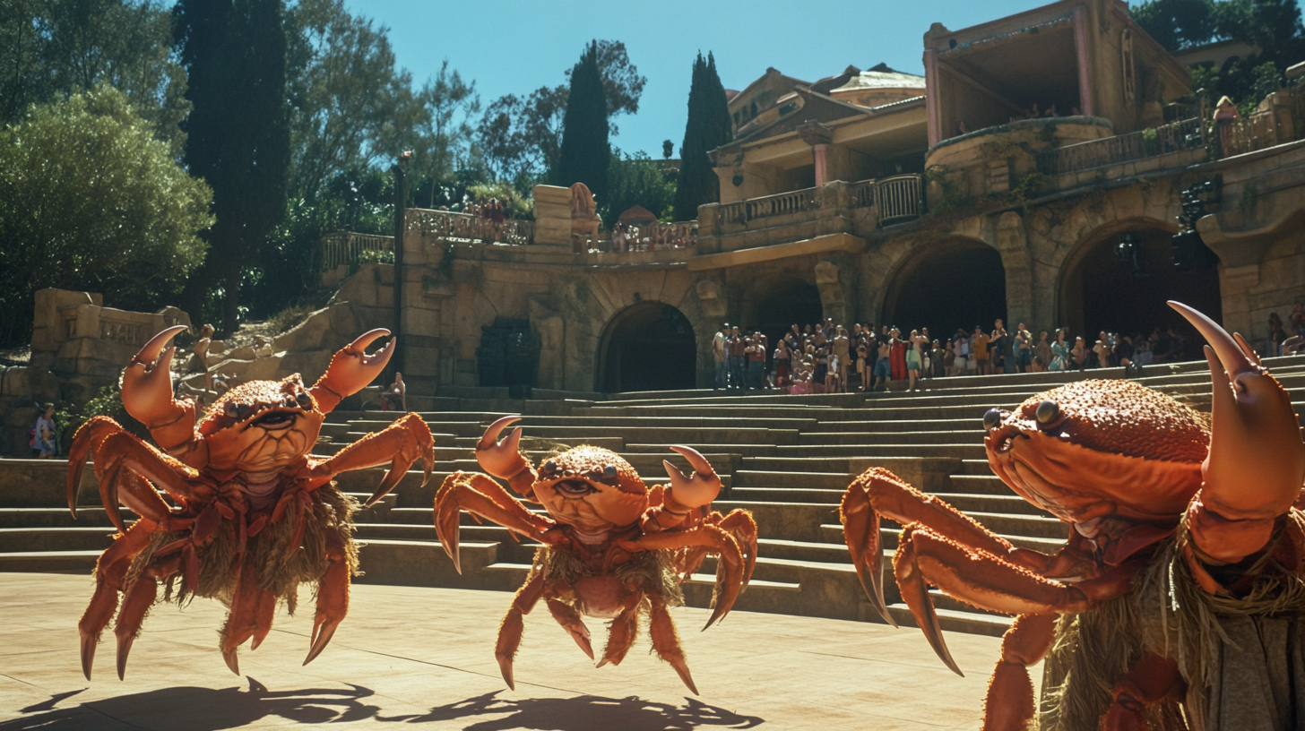 Disney-Style Crab Performance at Outdoor Amphitheater