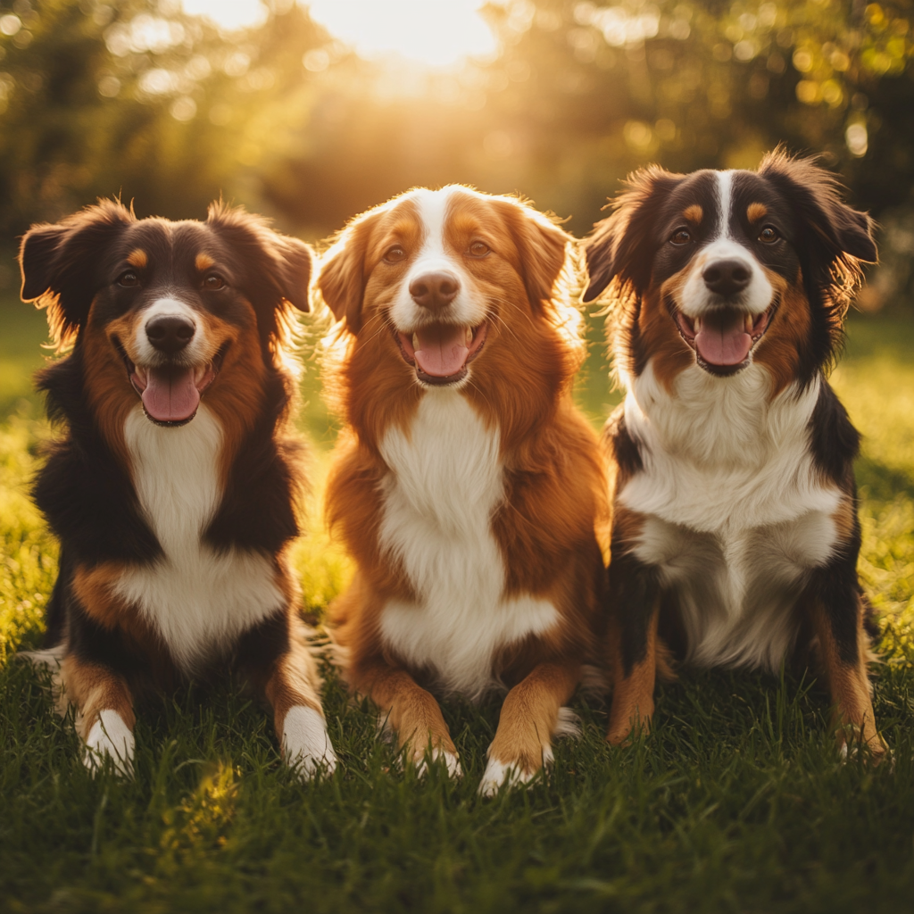 Dogs Enjoying Last Day of Summer in Yard