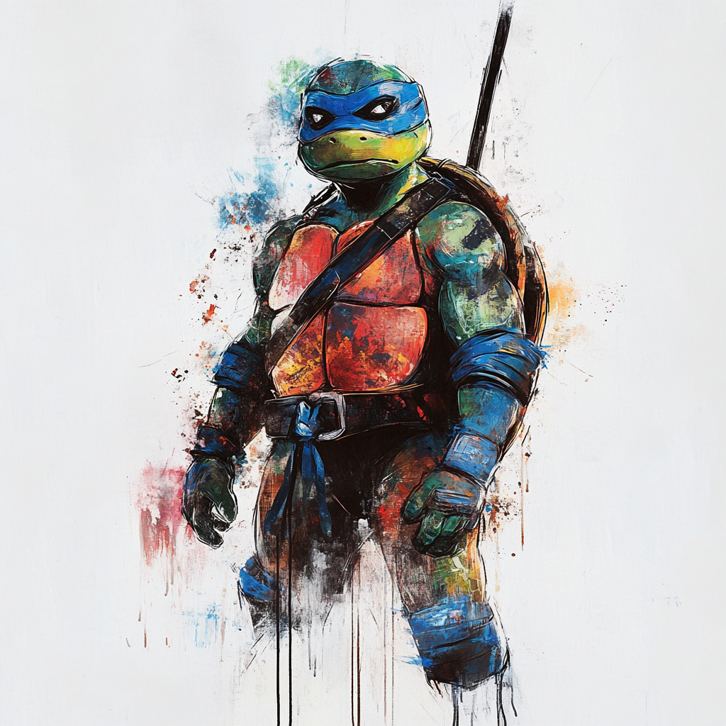 Donatello TMNT painting, high resolution, minimalist design.