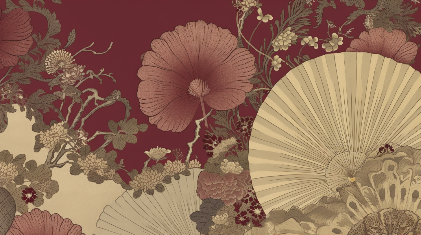 Dragon-themed Asian wallpaper design with lotus flowers