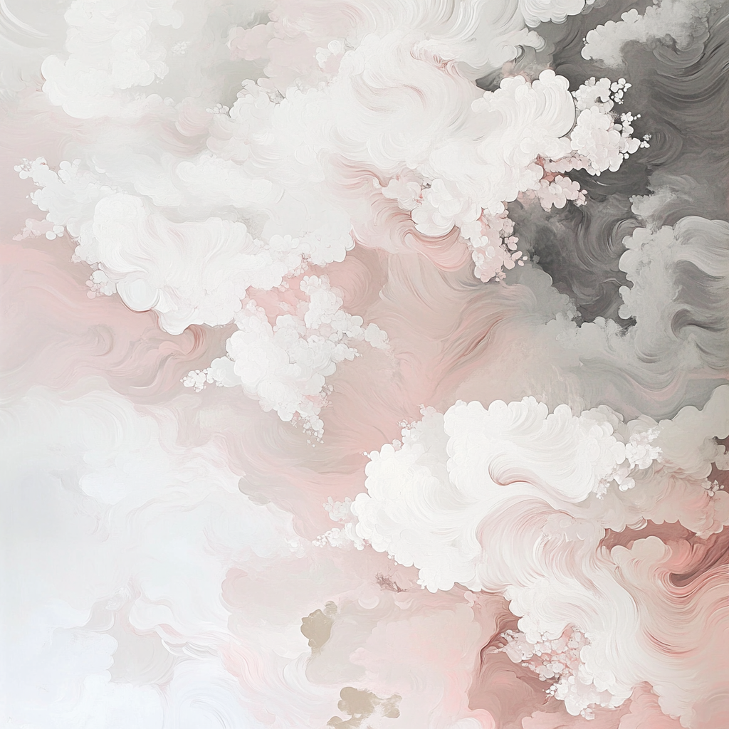 Dreamy cloud and cherry blossom pattern in pink